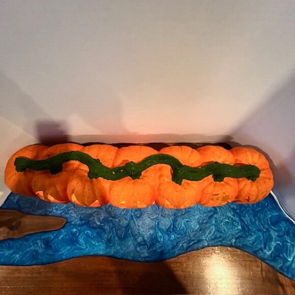 Halloween 26" Row of 7 Jack O Lantern Pumpkins Lighted Foam Blow Mold - Picture 4 of 10